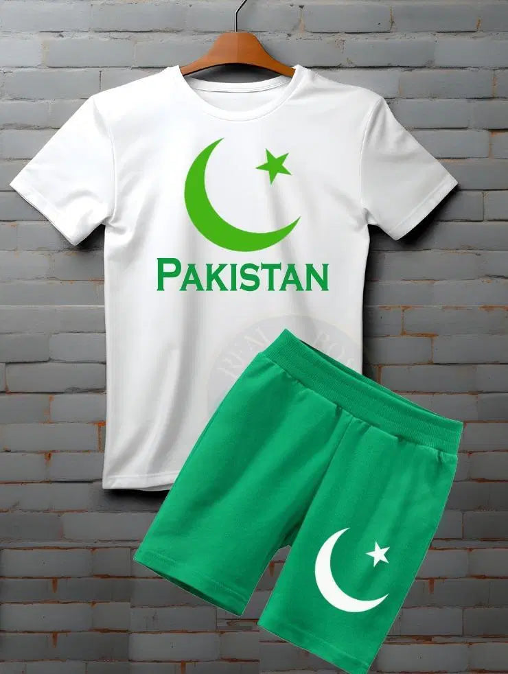 2 Pcs Unisex Cotton Printed Shirt & Shorts Set - 14 August