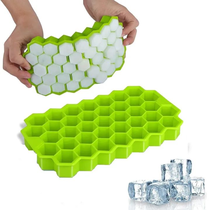 37-Cavity Silicone Ice Cube Tray – Honeycomb Shape Mould for Freezer, Chocolate, Cake & Drinks | Reusable & Multicolor | Paknify