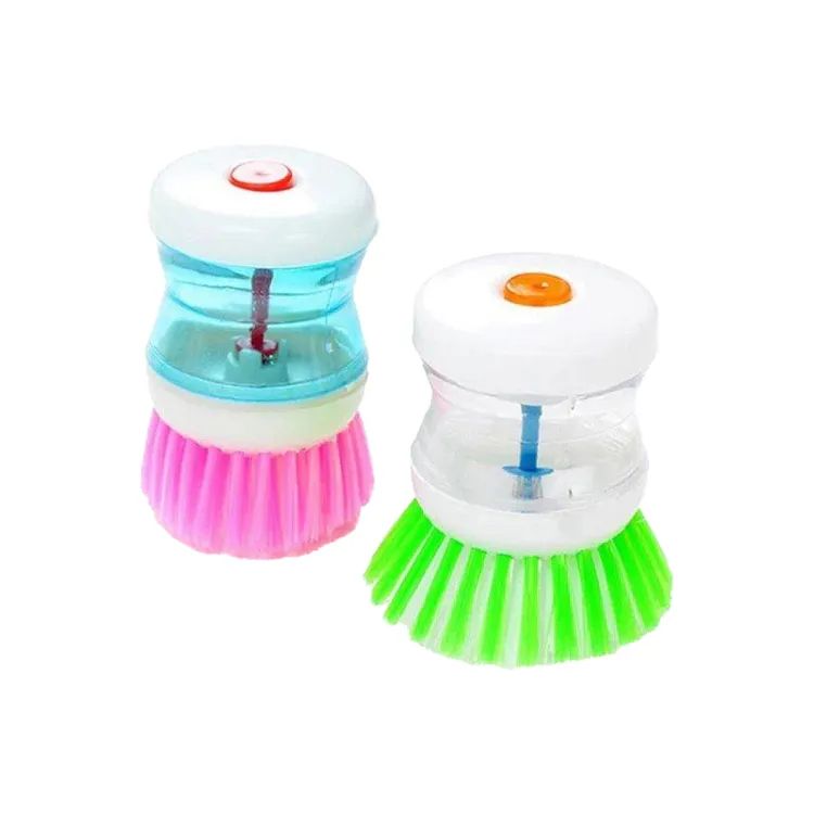 Soap Dispensing Dishwashing Brush – Self-Dispensing Kitchen Scrub Brush for Pots, Pans & Dishes | Plastic Cleaning Brush with Liquid Holder | Paknify